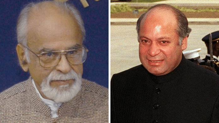 The then-prime ministers of India and Pakistan Inder Kumar Gujral (L) and Nawaz Sharif (R) | Commons