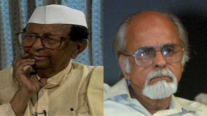 File photo of former Congress President Sitaram Kesri (left) & former PM Inder Kumar Gujral (right) | YouTube | Commons