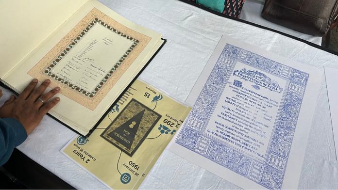 Three prints of the constitution displayed at the India Habitat Centre | Zenaira Bakhsh, ThePrint