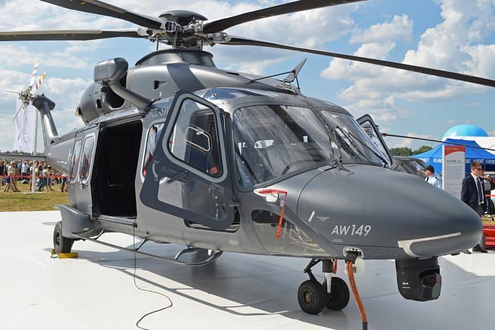 A representational image of an AgustaWestland chopper.