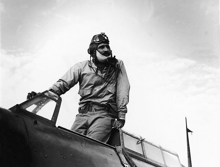 Marshal of the Indian Air Force Arjan Singh in action during World War II