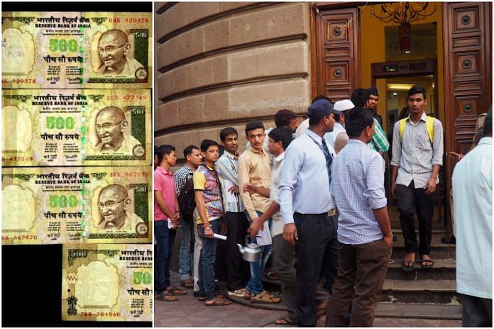 Demonetisation of Rs 500 and Rs 1000 notes resulted in long queues to exchange them.
