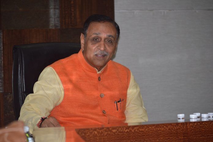 Vijay Rupani speaks during an interview on Gujarat elections in 2017
