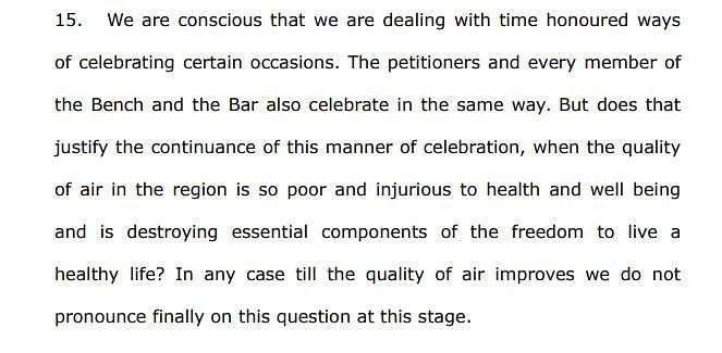 Ban on sale of crackers: SC picks public health over cultural practices