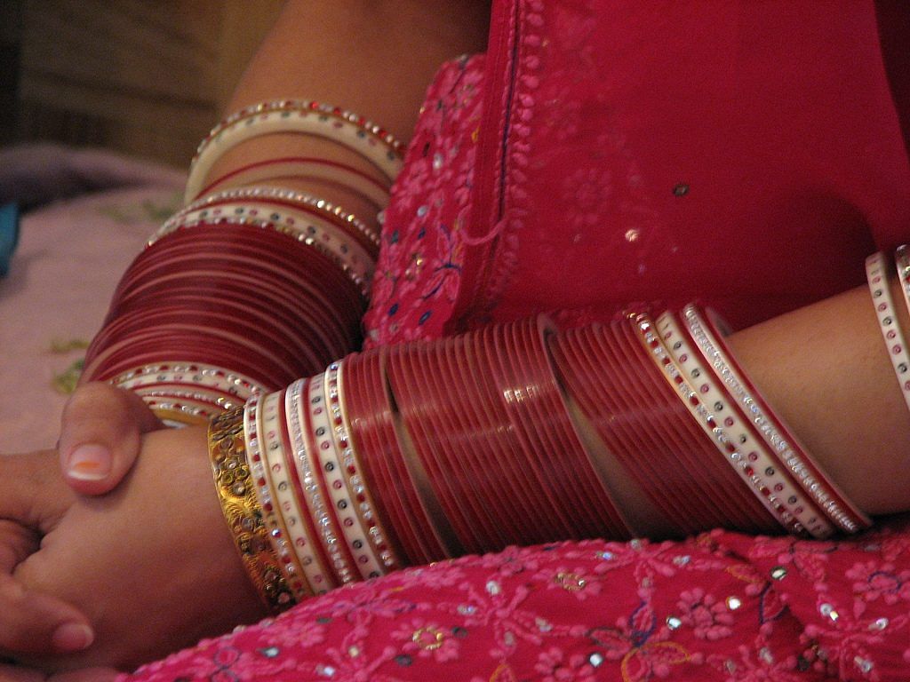 A woman's hand with bangles