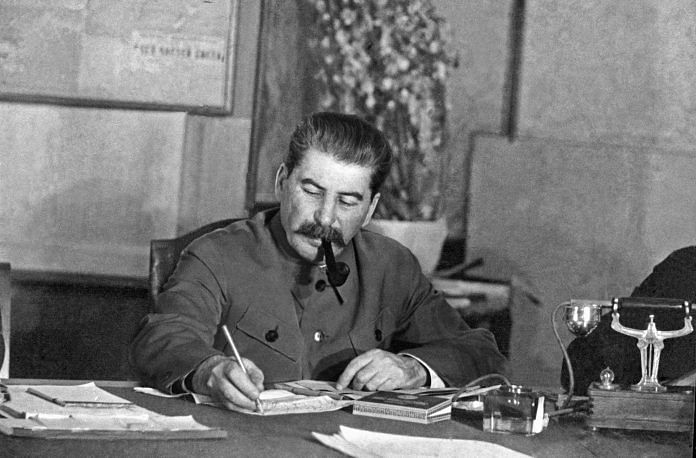 Stalin on his desk