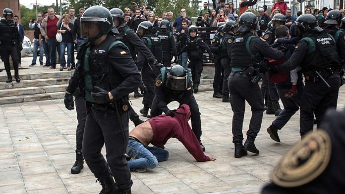 Police crackdown on Catalans during the referendum for Catalonia's independence.