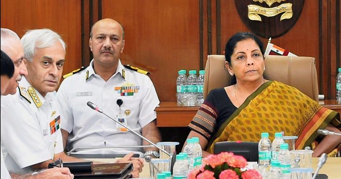 Defence minister Nirmala Sitharaman at the Naval Commanders' Conference
