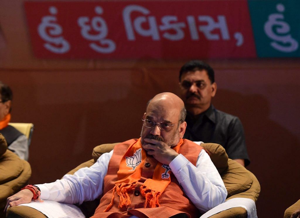 Amit Shah during a campaign event in Gujarat