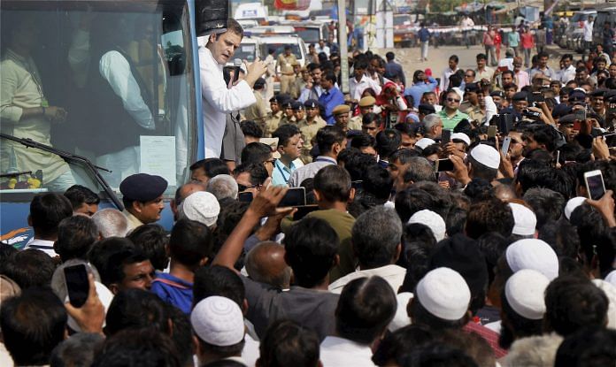 Rahul Gandhi with a crowd