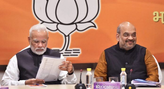 PM Narendra Modi and BJP President Amit Shah during the BJP Central Election Committee (CEC) meeting
