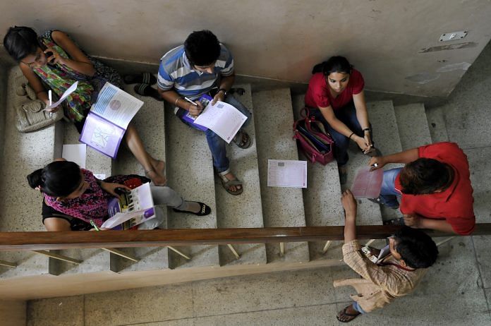 Admission aspirants filling forms in DU (representational image) | Photo by Saumya Khandelwal/Hindustan Times via Getty Images