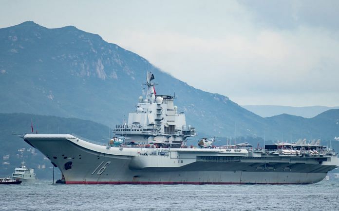 China's first aircraft carrier Liaoning aircraft carrier arrives on July 7, 2017 in Hong Kong.