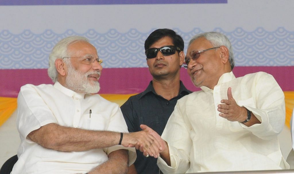 A file image of PM Narendra Modi with Bihar CM Nitish Kumar at the centenary celebrations of the Patna University | Getty Images