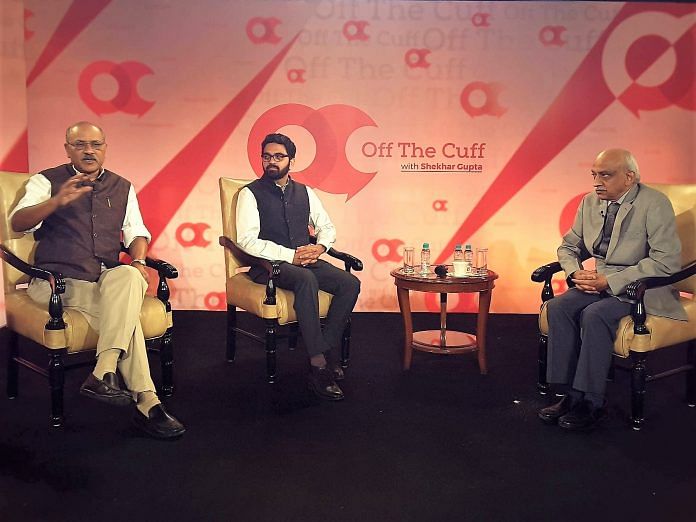 Shekhar Gupta, Manu Pubby, and ISRO chairman A.S. Kiran Kumar