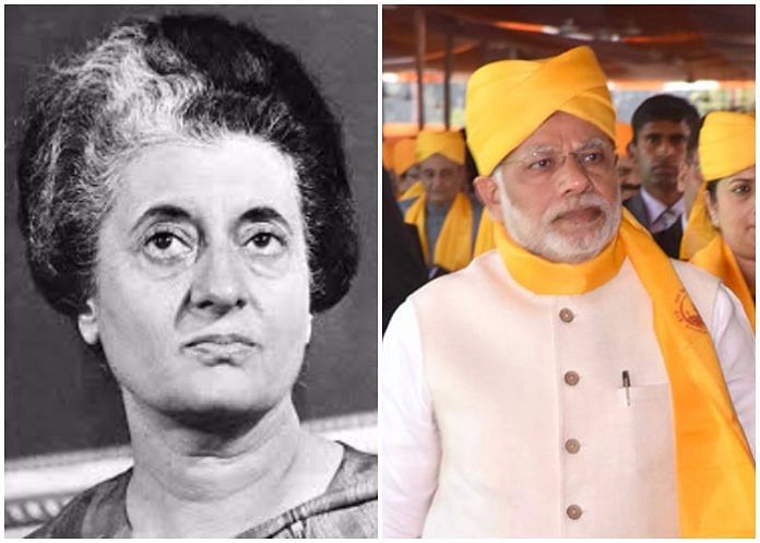 Indira Gandhi and Narendra Modi