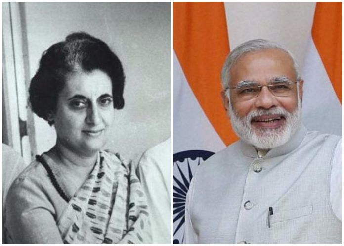 Indira Gandhi and Narendra Modi