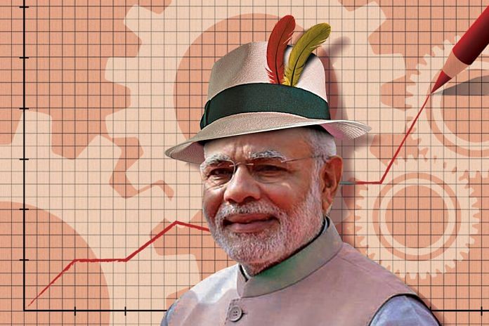 An illustration of Modi wearing a hat