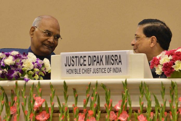 President Ram Nath Kovind with Chief Justice Dipak Misra