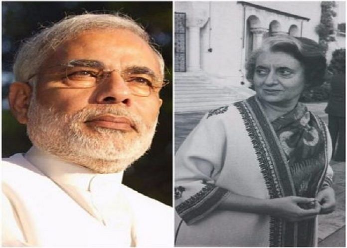 Narendra Modi and Indira Gandhi