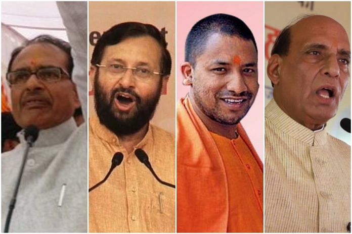 Shivraj Singh Chouhan, Prakash Javadekar, Yogi Adityanath and Rajnath Singh. they are expected to campaign in Gujarat