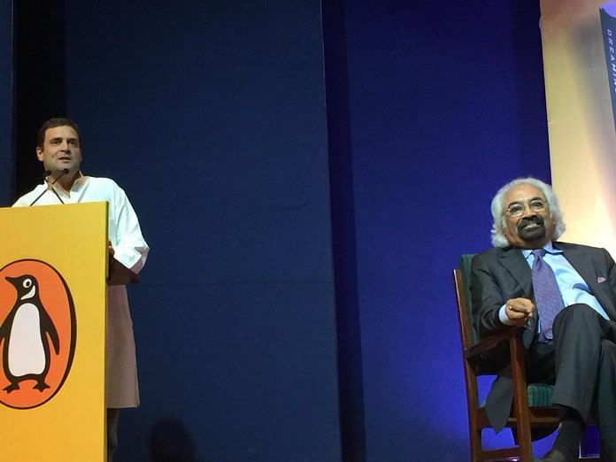 Rahul Gandhi and Sam Pitroda (right) during the Congress Vice President's US tour