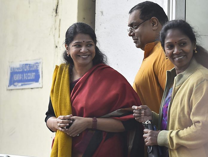 DMK MP Kanimozhi (left) arrives at the Patiala House for the verdict in the 2G scam case on Thursday. |