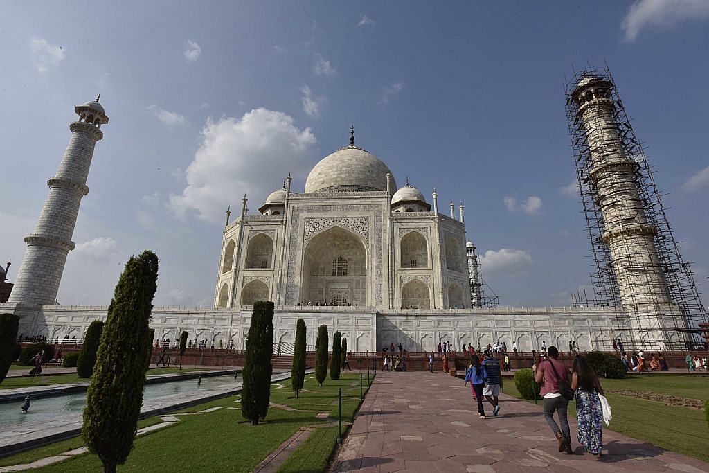 Conservation work in progress at Taj Mahal