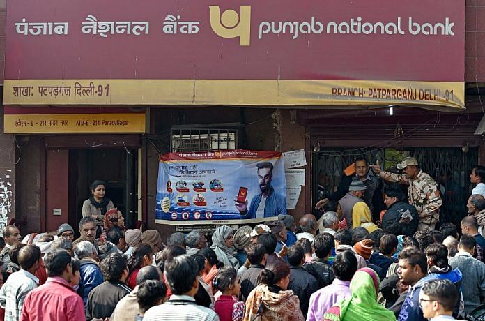 People queuing outside bank after demonetization