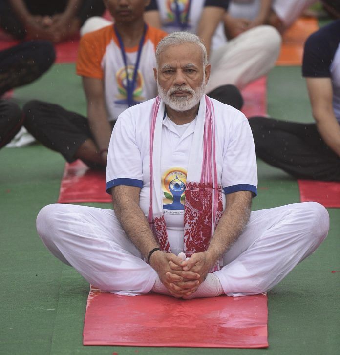 Narendra Modi doing yoga