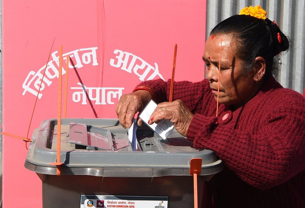 A Nepali woman casting her vote