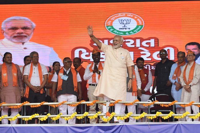 A file photo of PM Narendra Modi campaigning for Gujarat assembly elections