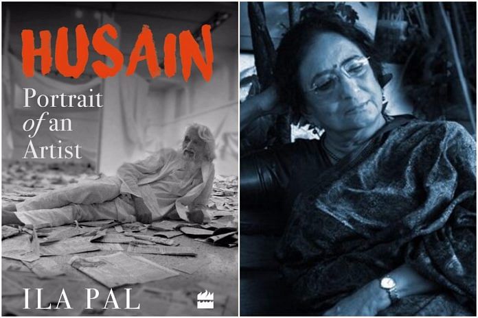 Book cover and the author of Husain: Portrait of an Artist