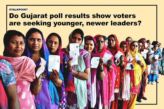 An illustration of women standing in line to vote