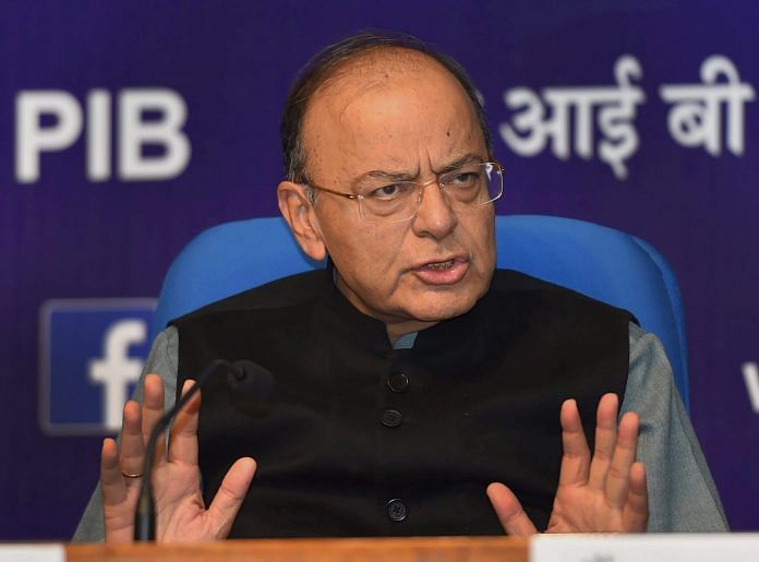 Union Finance Minister Arun Jaitley during a press conference