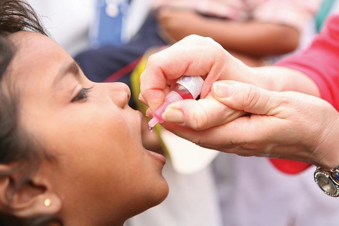 A child being immunized