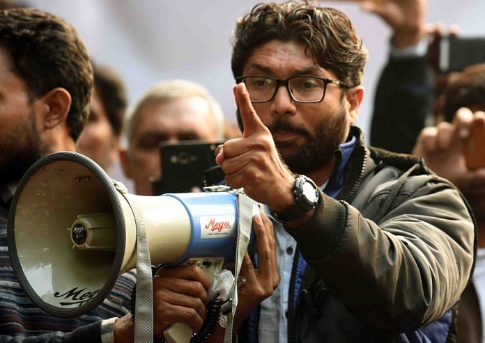 Jignesh Mevani addressing audience at the rally