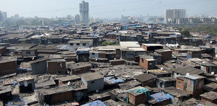Slum against city