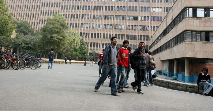 Students at IIT Delhi campus, India.