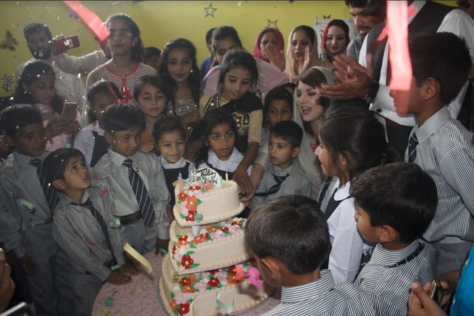 Pakistani children celebrating birthday
