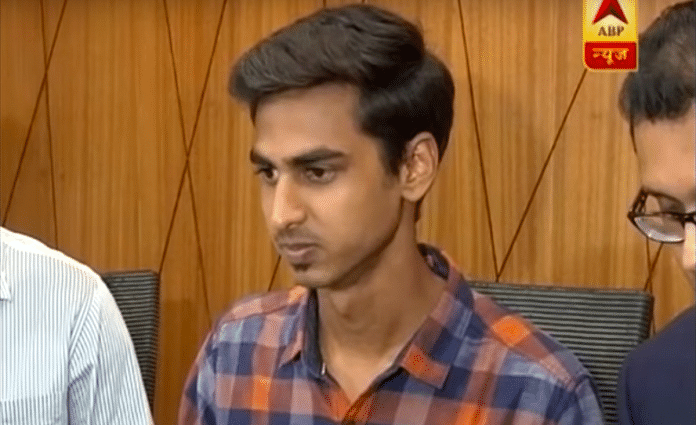 Anuj Loya, the son of deceased CBI court judge B.H. Loya, at the press conference.