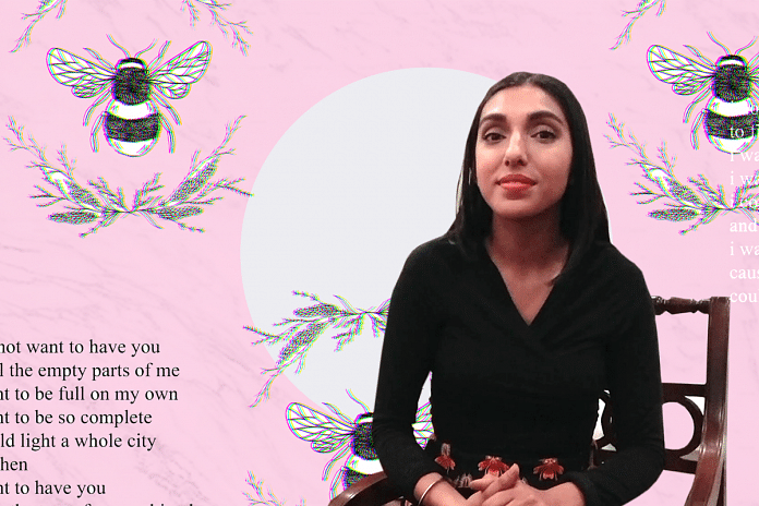 An illustration with Rupi Kaur and her poems