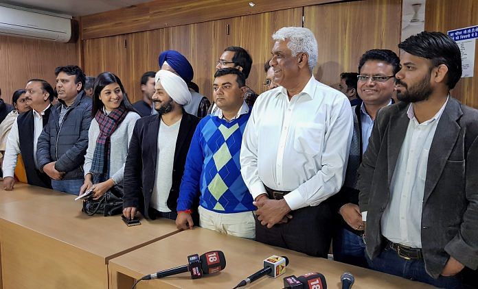 AAP MLAs who were disqualified by the ECI at a press conference at Arvind Kejriwal's residence | PTI Photo