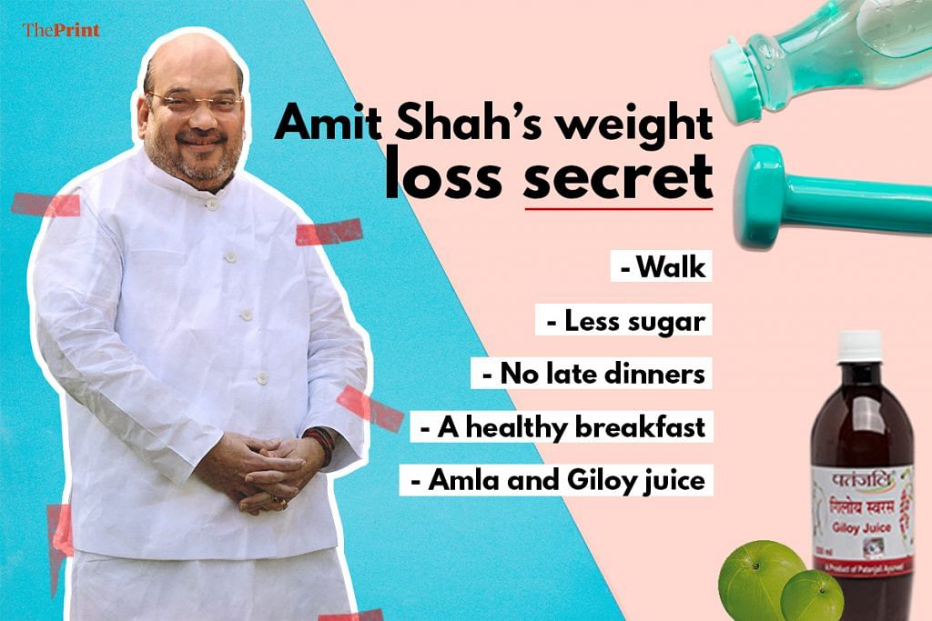 A graphic showing how Amit Shah has been working to lose weight