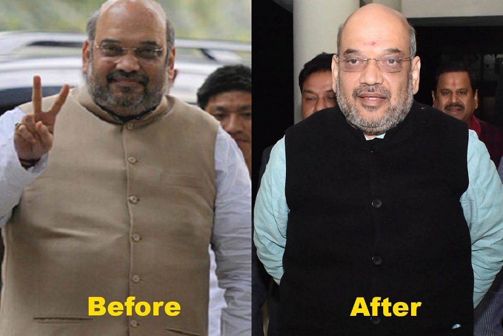 An image showing Amit Shah in 2014 and in 2018.