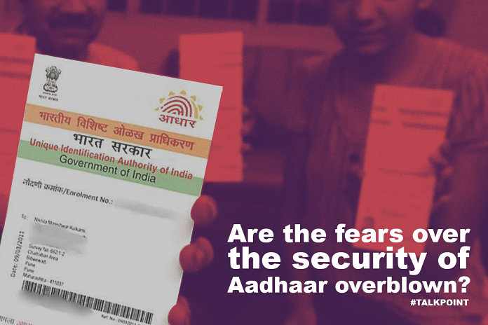 A graphic showing a representational image of an Aadhaar card