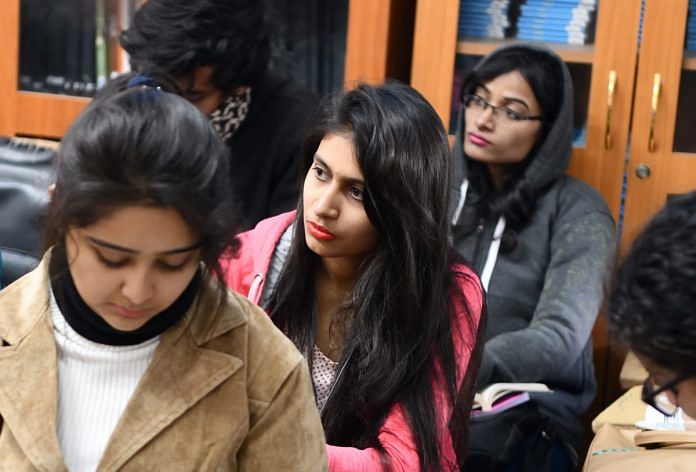 Students at a Delhi University college