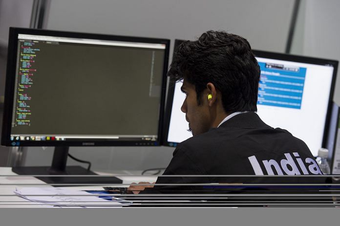 A person infront of a computer, job hunt