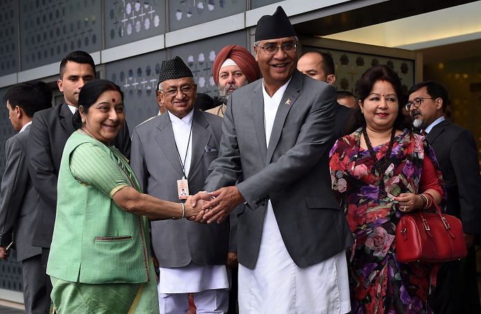 Sushma Swaraj welcomes Nepal's Prime Minister