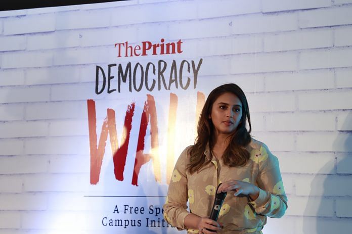 Huma Qureshi at Democracy Wall